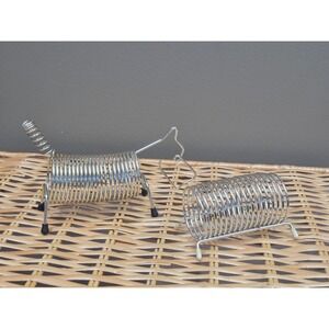Vintage MCM Wire Letter Holders Scottie Dog & Chrome Desk Organizer Pair Retro